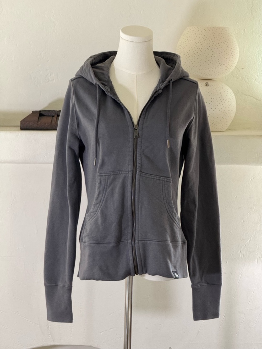 American Giant Gray Full Zip Hoodie Made in USA Structured Cotton Small